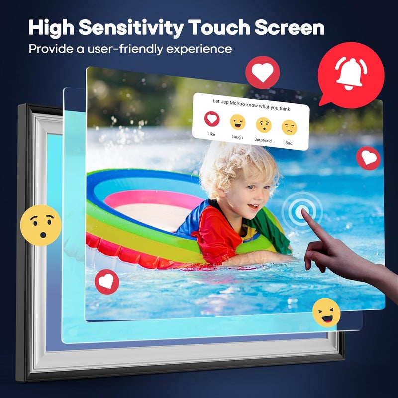 BIGASUO Digital Picture Frame Frameo 15.6" WiFi Electronic Photo Frames Large with 64GB Memory 1920x1080 IPS FHD Touch Screen Share Moments Instantly Anywhere Photo Gifts for Parents and Grandparents - Image 4